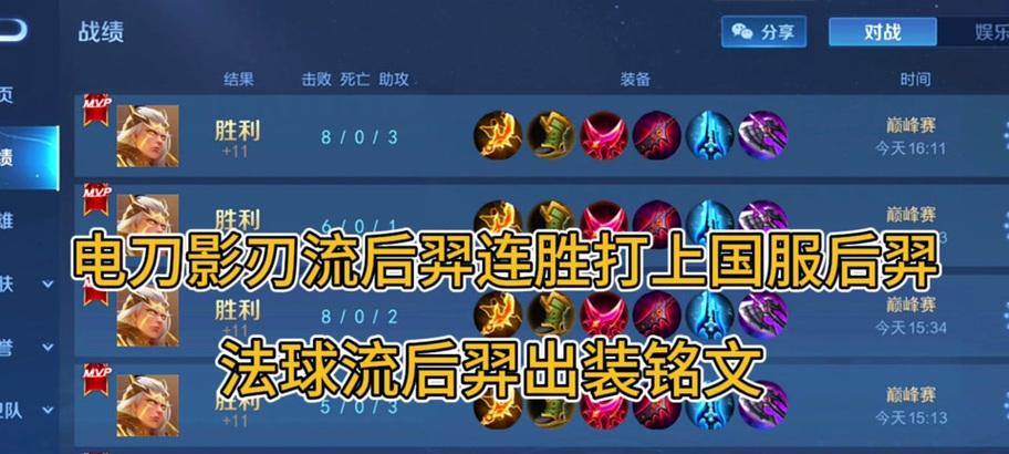 《后羿战神最强出装攻略大全》（打造无敌后羿，称霸战场的必备武器）-第1张图片-游戏攻略港